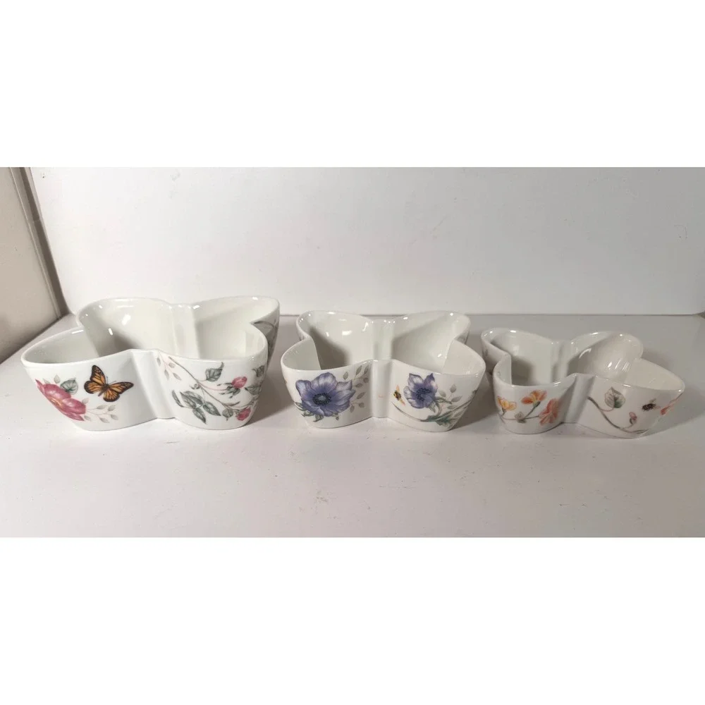 Lenox Butterfly Meadow Nesting Bowls Set of 3 Porcelain Butterfly Shaped RETIRED